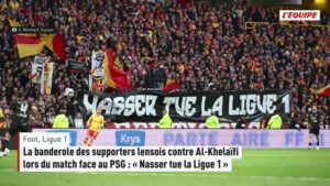 Banderole choc des supporters lensois : al-khelaïfi et la ligue 1 dans le viseur