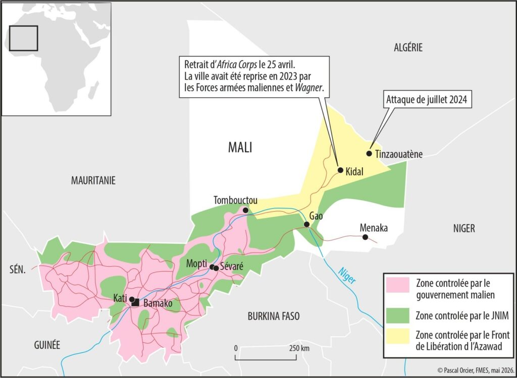 Carte illustrant les zones de conflit au Mali