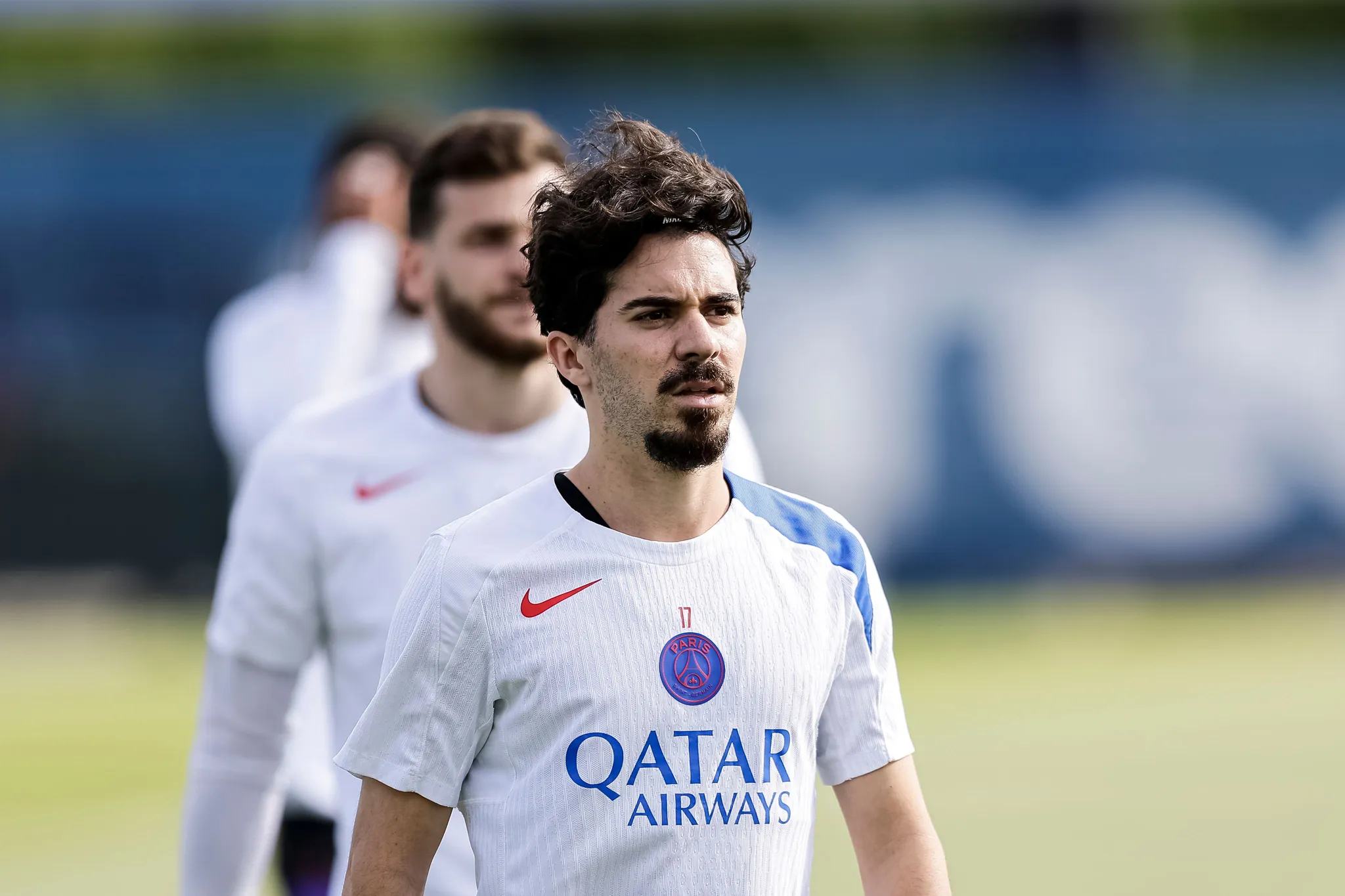 Vitinha lors d'un entraînement du PSG avant la finale de Ligue des champions