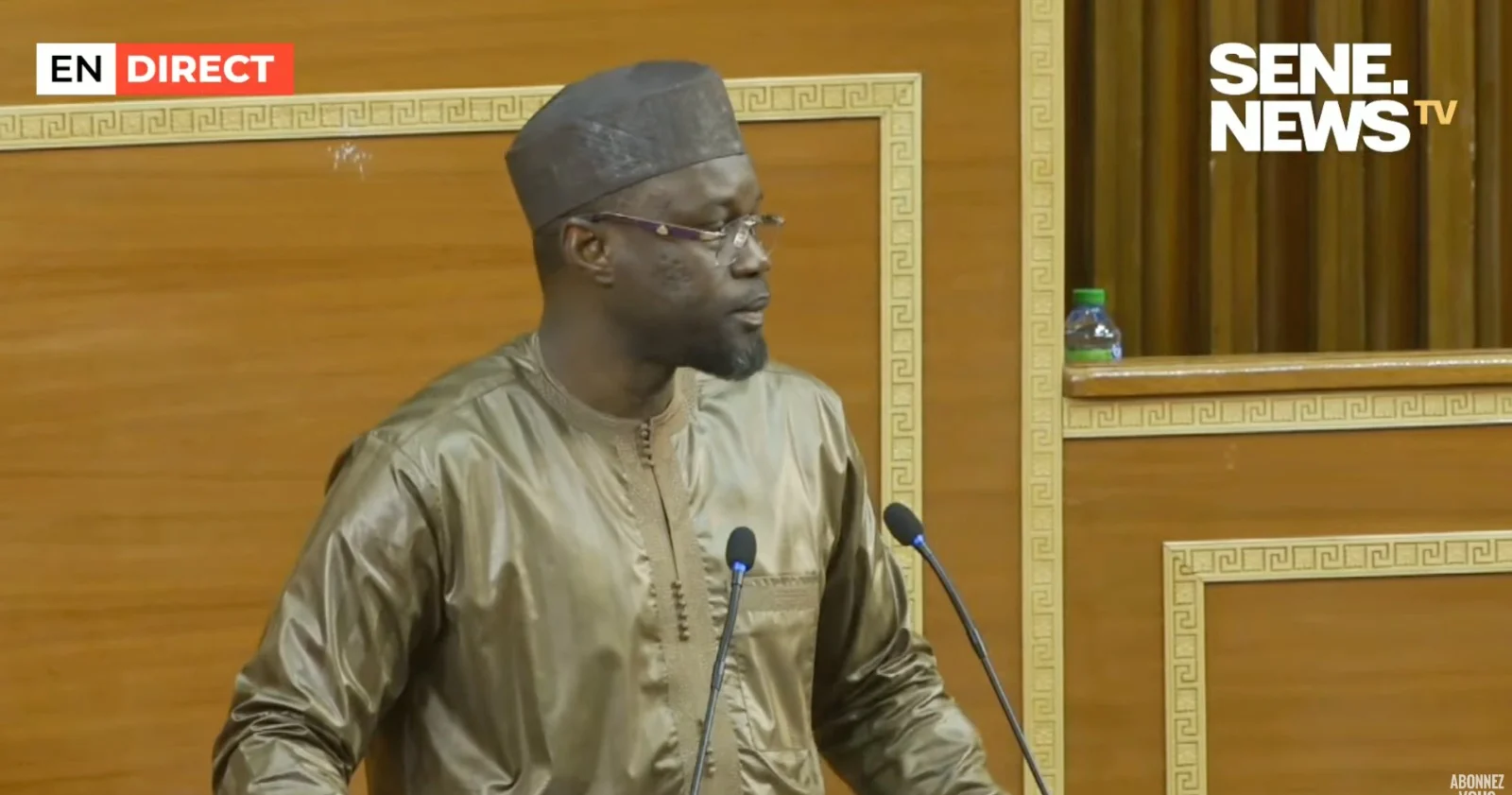 Ousmane Sonko lors d'une déclaration sur l'homosexualité au Sénégal