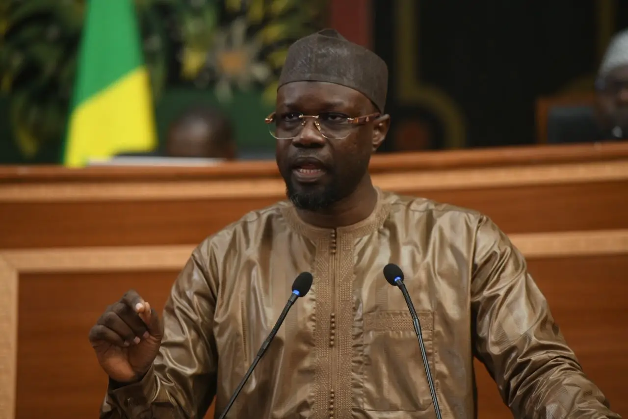 Le Premier ministre Ousmane Sonko s'exprimant à l'Assemblée nationale