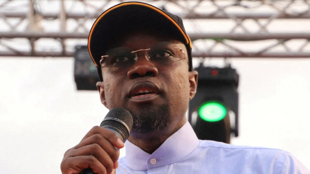 Portrait d'Ousmane Sonko lors d'une déclaration publique