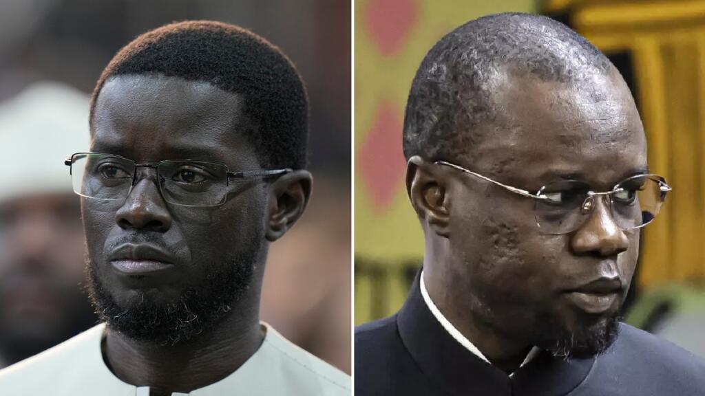 Le président Bassirou Diomaye Faye (à gauche) et Ousmane Sonko (à droite), dans un cadre politique marqué par des alliances et des tensions récentes.