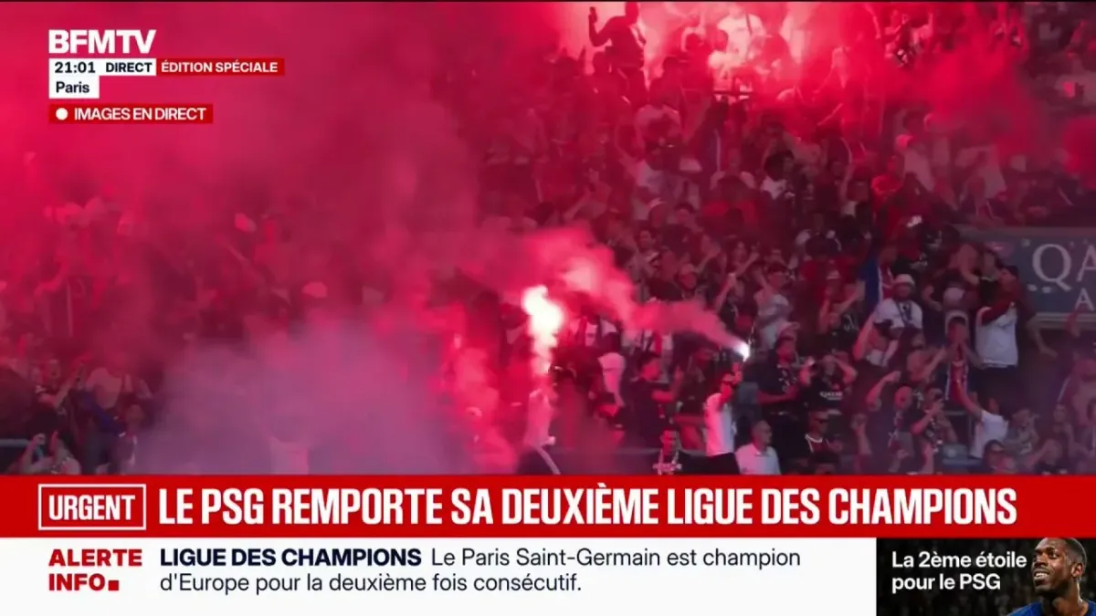 le psg célèbre sa victoire en ligue des champions