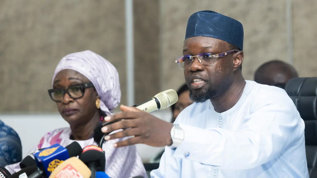Ousmane Sonko lors de sa conférence de presse à Dakar