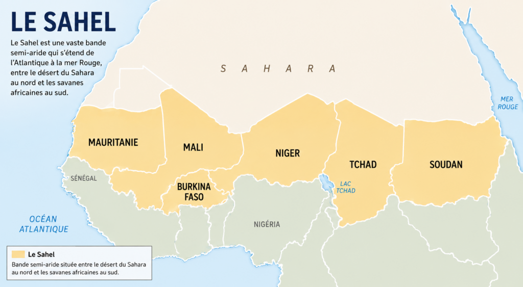 Carte du Sahel illustrant la crise humanitaire