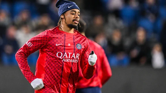 Bradley Barcola lors d'un match avec le PSG